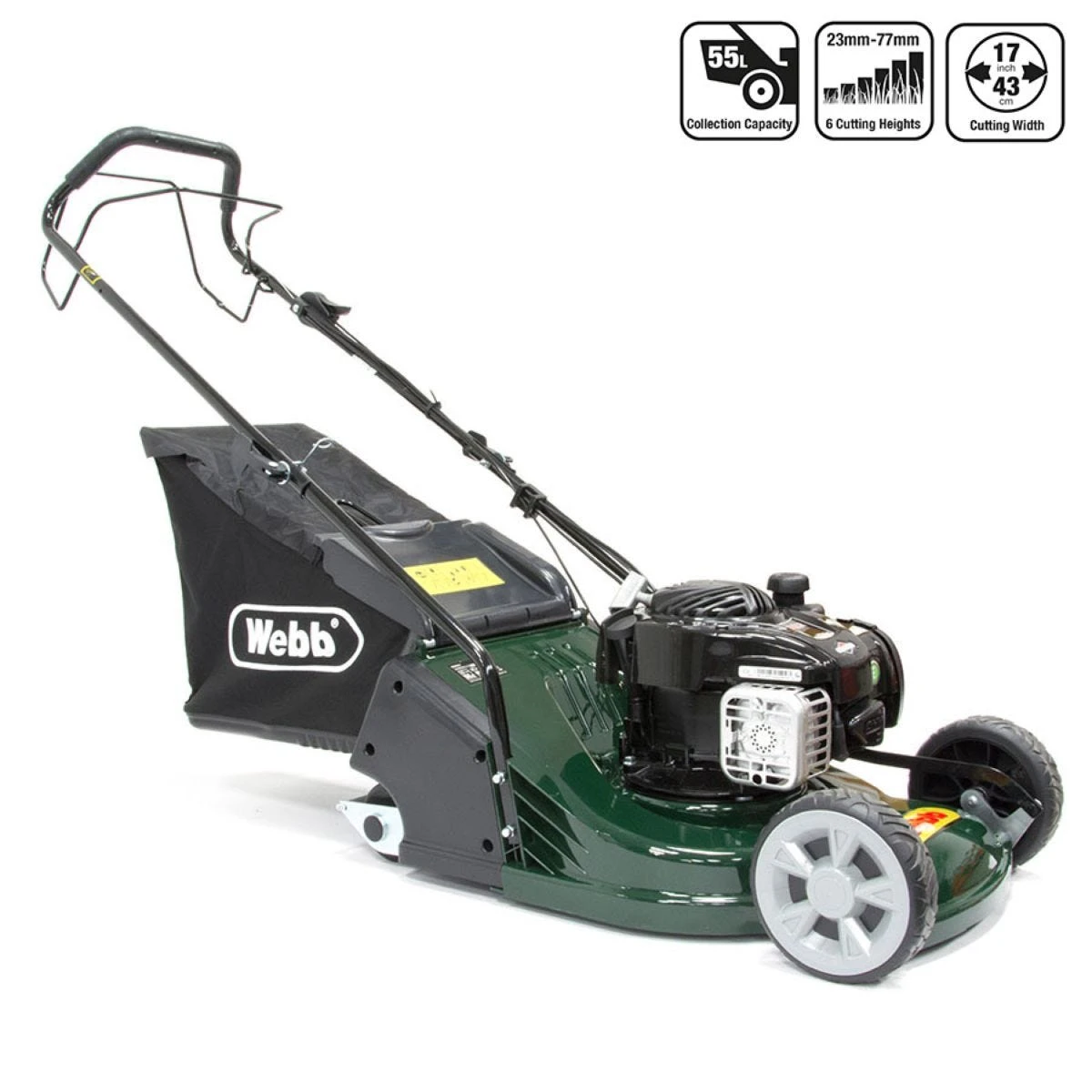 Webb RR17SP 43cm Self-Propelled ABS-Deck Rear-Roller Rotary Petrol Mower 8 Webb RR17SP 43cm Self-Propelled ABS-Deck Rear-Roller Rotary Petrol Mower - Image 8