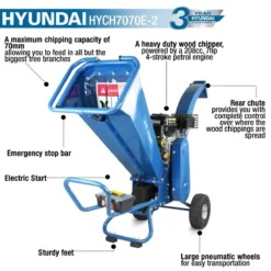 Hyundai HYCH7070E-2 6.5Hp Wood Chipper -Garden Tools Shop 224338 2