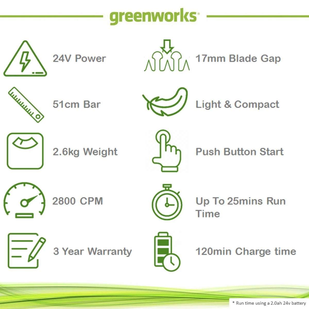 Greenworks 24v Cordless Hedge Trimmer (Tool Only) 8 Greenworks 24v Cordless Hedge Trimmer (Tool Only) - Image 8