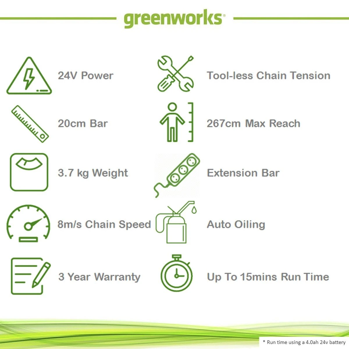 Greenworks 24v Cordless Pole Saw (Tool Only) 6 Greenworks 24v Cordless Pole Saw (Tool Only) - Image 6
