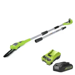 Greenworks 24v Cordless Pole Saw With 2Ah Lithium-ion Battery And Charger