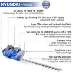 Hyundai HYHT40LI 40v Rechargeable Hedge Trimmer 25 Hyundai HYHT40LI 40v Rechargeable Hedge Trimmer -Garden Tools Shop 242917 13