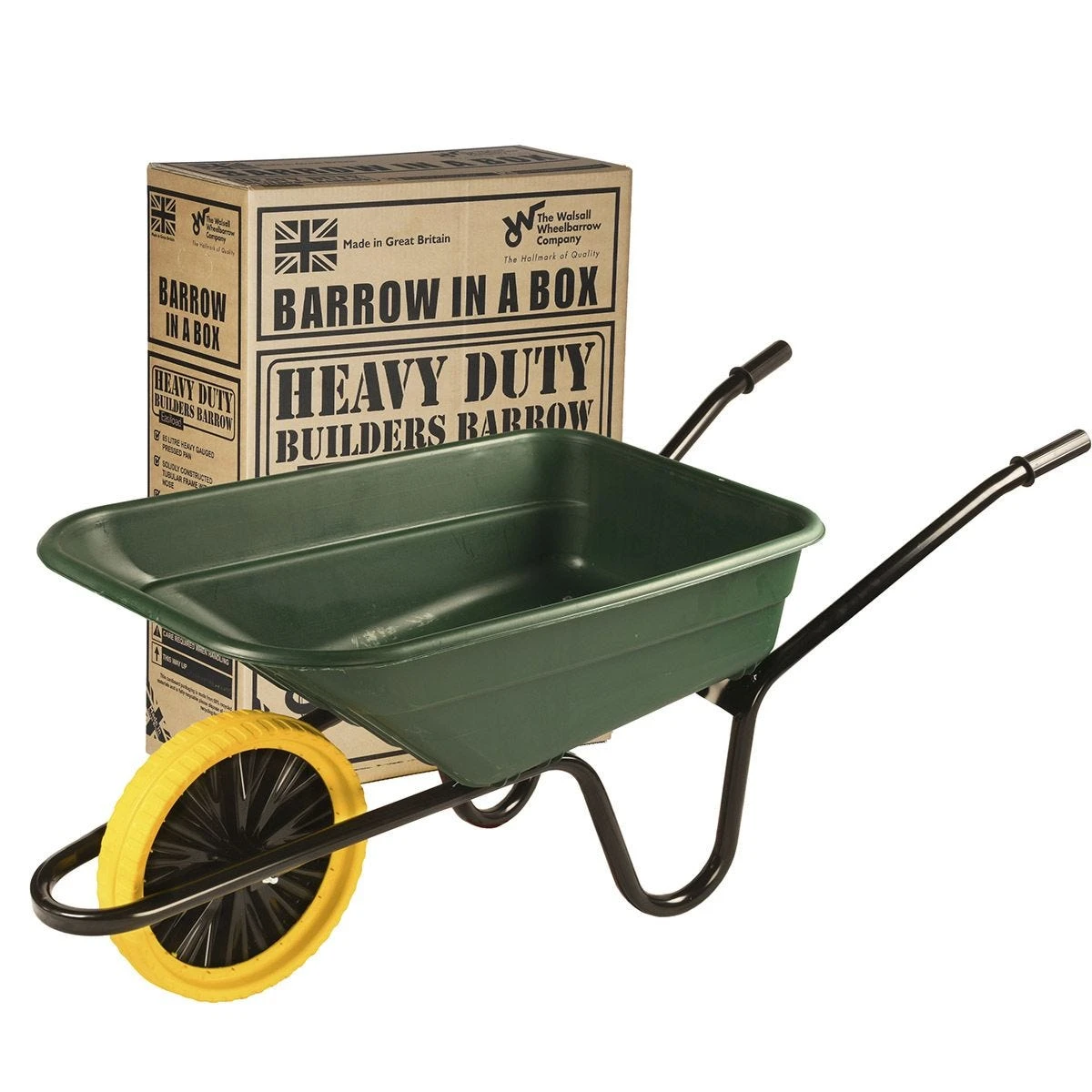 Walsall Wheelbarrow 90L Polypropylene Barrow In A Box With Punture Proof Wheel - Green 2 Walsall Wheelbarrow 90L Polypropylene Barrow In A Box With Punture Proof Wheel - Green - Image 2
