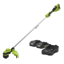 Greenworks 48V Cordless 33cm Brushless Line Trimmer With 2 X 24v 2Ah Batteries And Charger