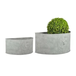 Esschert Design Set Of 2 Semicircle Lion Head Planters