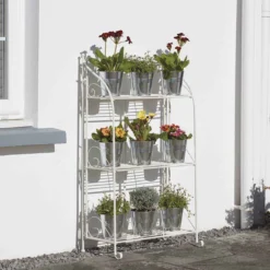 Garden Grow 3 Shelf Metal Plant Stand - Cream -Garden Tools Shop 255495 1