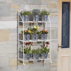 Garden Grow 3 Shelf Metal Plant Stand - Cream -Garden Tools Shop 255495 2