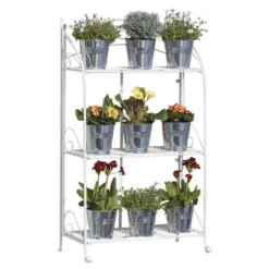 Garden Grow 3 Shelf Metal Plant Stand - Cream