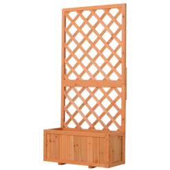 Outsunny Wooden Planter With Trellis