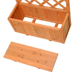 Outsunny Wooden Planter With Trellis -Garden Tools Shop 256381 4