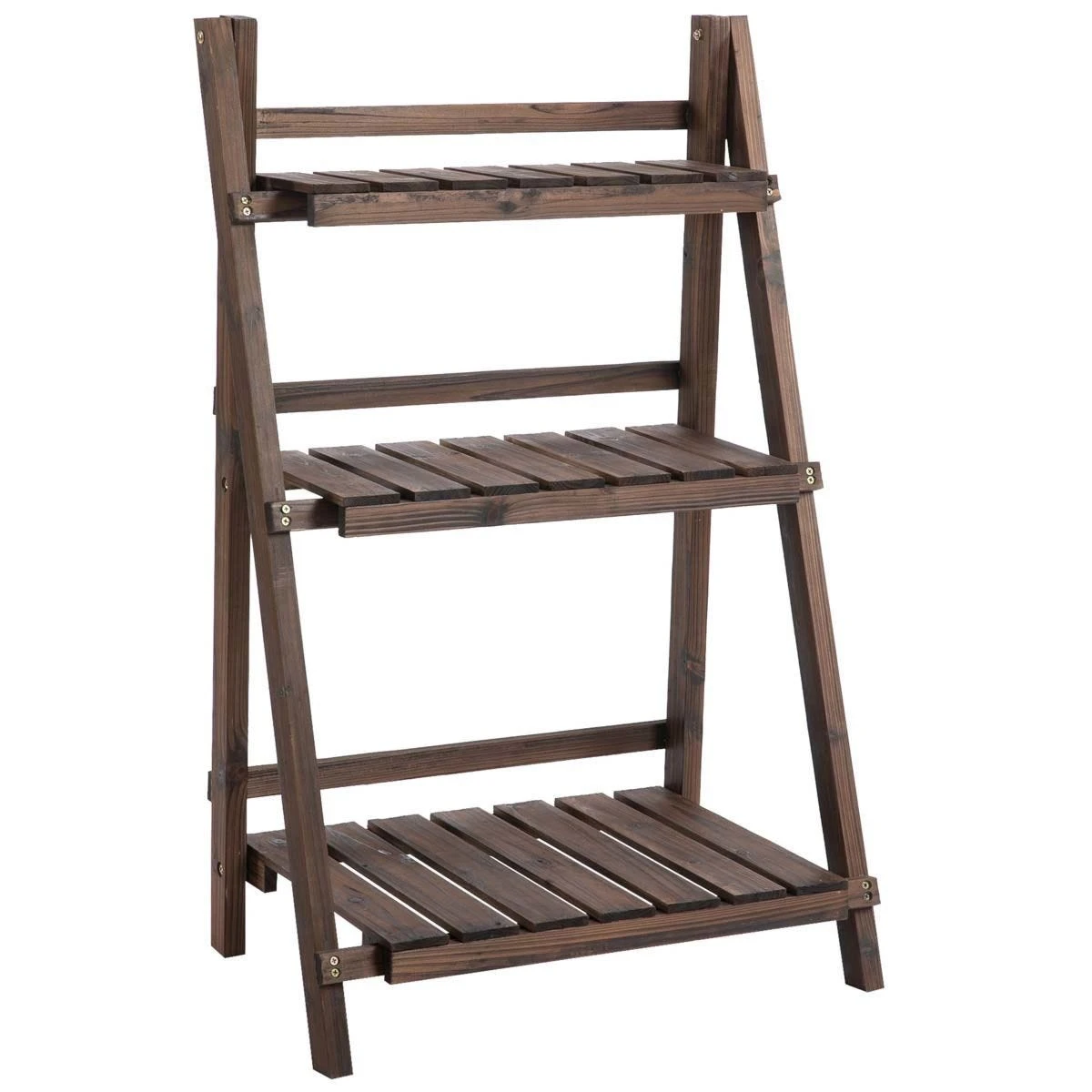 Outsunny Wooden Three Tier Plant Shelf Unit 1 Outsunny Wooden Three Tier Plant Shelf Unit