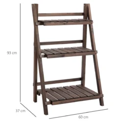 Outsunny Wooden Three Tier Plant Shelf Unit 7 Outsunny Wooden Three Tier Plant Shelf Unit -Garden Tools Shop 256387 3