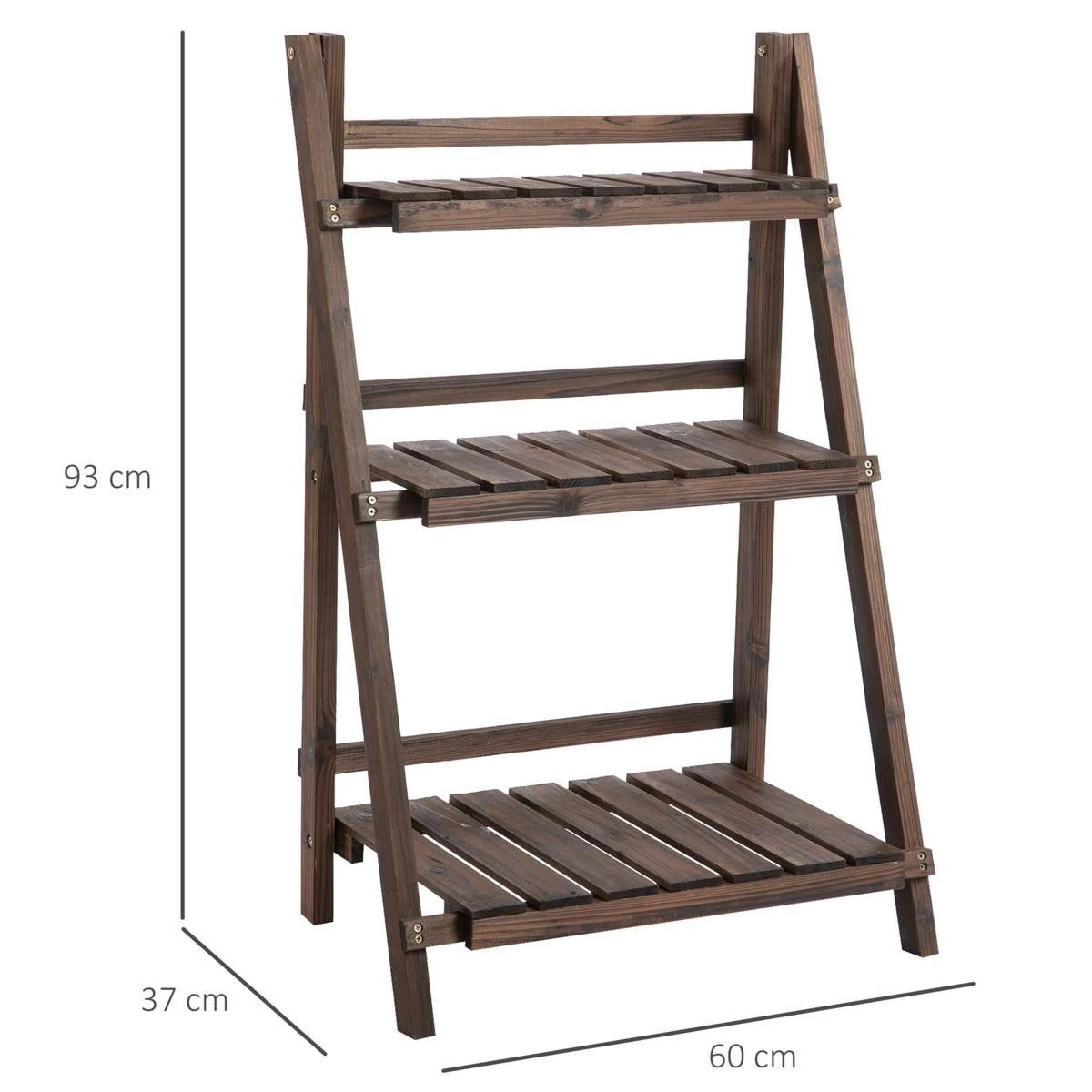 Outsunny Wooden Three Tier Plant Shelf Unit 3 Outsunny Wooden Three Tier Plant Shelf Unit - Image 3