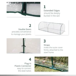 Outsunny PVC 1 X 2.5m Tunnel Greenhouse With Steel Frame -Garden Tools Shop 260981 7