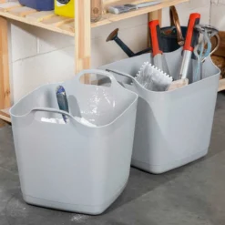 Wham Set 2 25 Litre Flexi-Store Graduated Square Tub - Grey