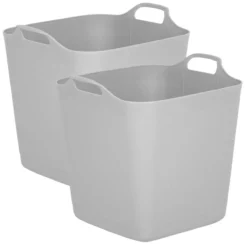 Wham Set 2 40 Litre Flexi-Store Graduated Square Tub - Grey -Garden Tools Shop 268702 3