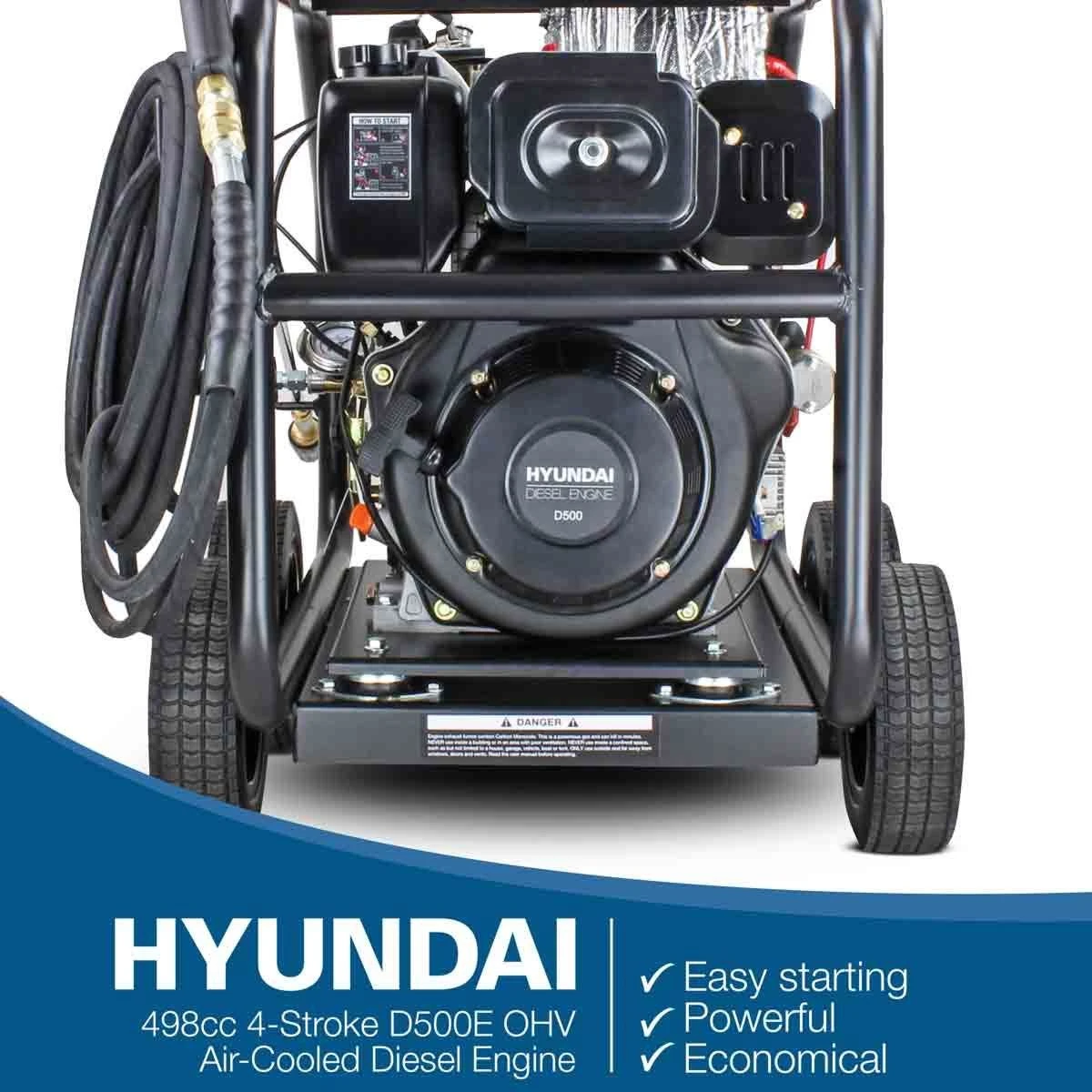 Hyundai 4000psi Diesel Pressure Washer - Black & Steel 2 Hyundai 4000psi Diesel Pressure Washer - Black & Steel - Image 2