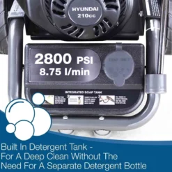 Hyundai 2800psi 210cc Petrol Pressure Washer - Black & Silver -Garden Tools Shop 278237 6