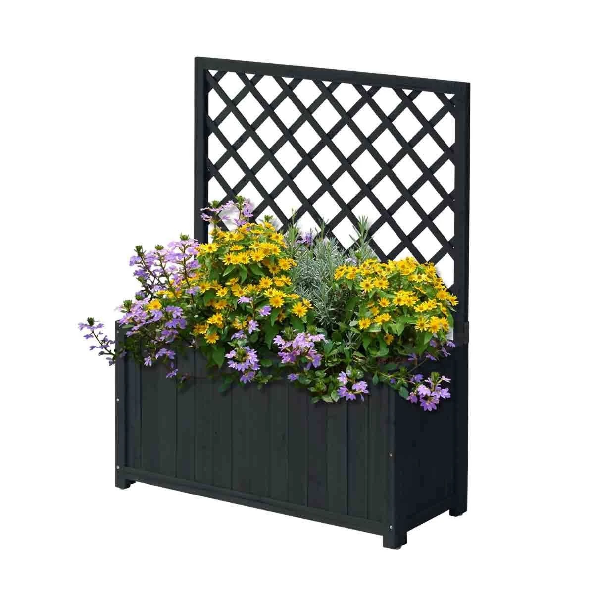 Vertrug Wooden Trellis Box 90cm - Charcoal 1 Vertrug Wooden Trellis Box 90cm - Charcoal