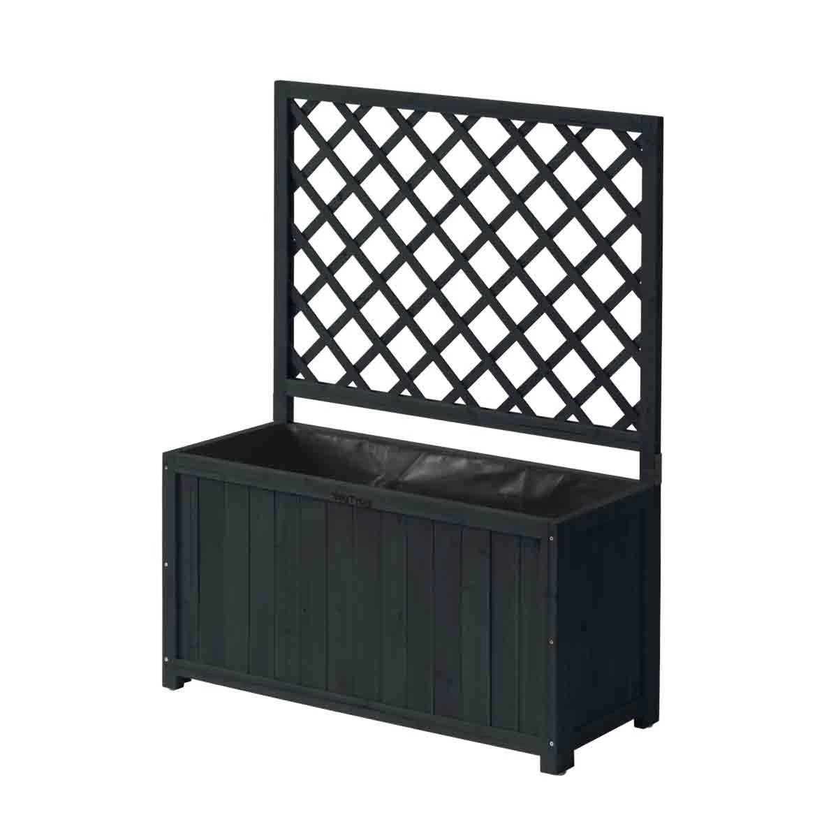 Vertrug Wooden Trellis Box 90cm - Charcoal 2 Vertrug Wooden Trellis Box 90cm - Charcoal - Image 2