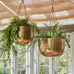 Ivyline Indoor Mayfair Antique Brass Hanging Planter - H21Cm X D30Cm
