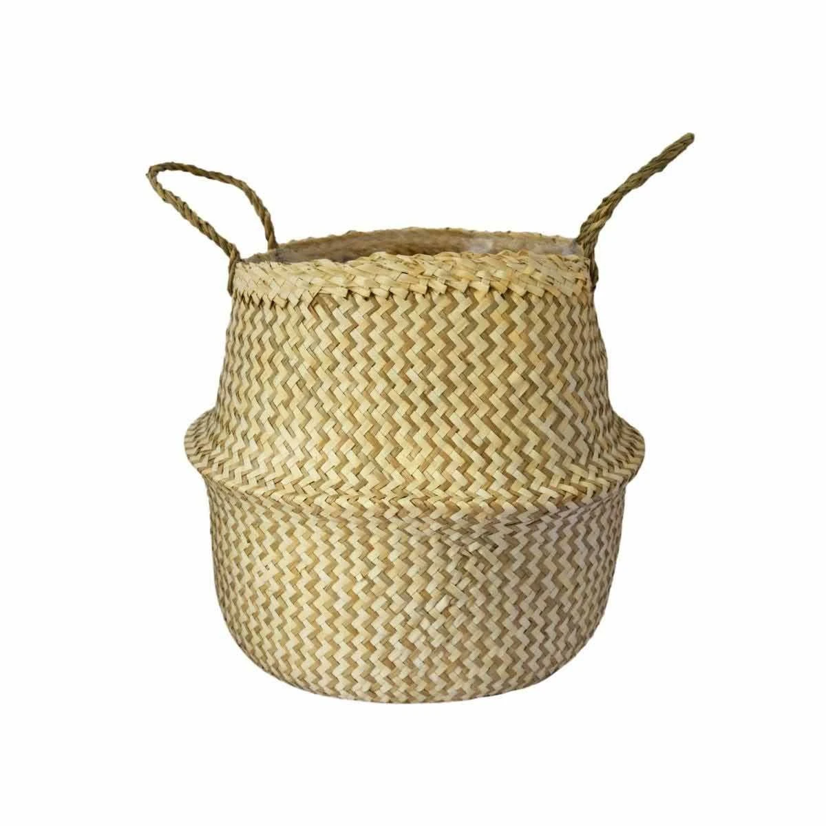 Ivyline Seagrass Chevron White Lined Basket Medium - H30Cm X D35Cm 2 Ivyline Seagrass Chevron White Lined Basket Medium - H30Cm X D35Cm - Image 2