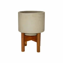 Ivyline Vigo Concrete Grey Planter With Stand - 22Cm