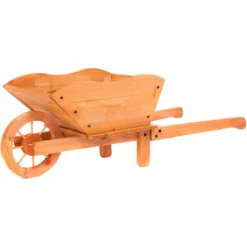 Groundlevel Farmyard Style Wooden Wheelbarrow Planter - Brown -Garden Tools Shop 306513 3