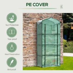 Outsunny Mini Greenhouse 4-tier Portable Plant House Shed Pe Cover Green -Garden Tools Shop 308460 6