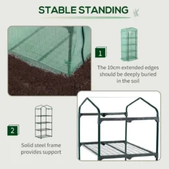 Outsunny Mini Greenhouse 4-tier Portable Plant House Shed Pe Cover Green -Garden Tools Shop 308460 7