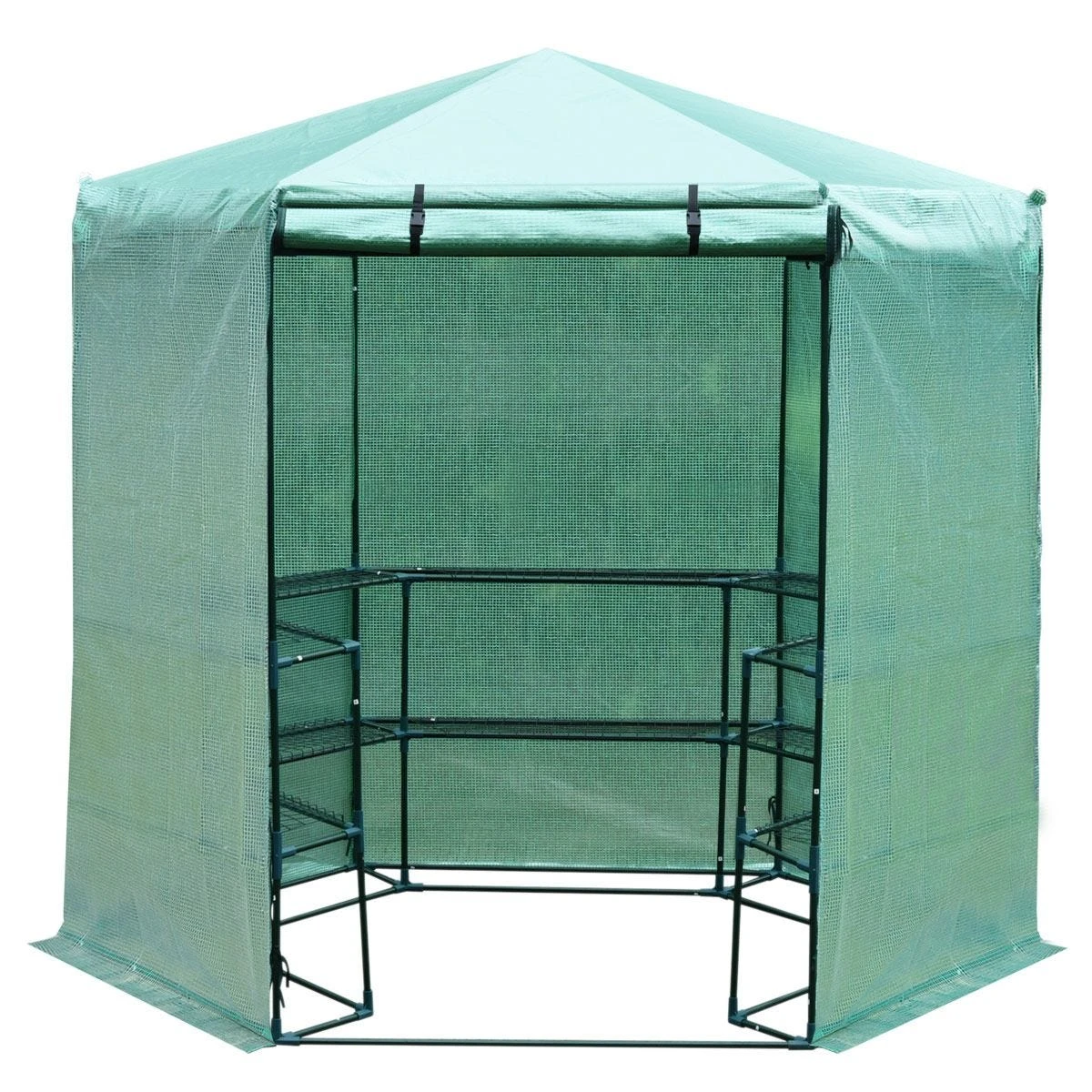 Outsunny 194 X 225cm Walk In Greenhouse 3-tier Garden Hexagon Grow Flower Plants 1 Outsunny 194 X 225cm Walk In Greenhouse 3-tier Garden Hexagon Grow Flower Plants