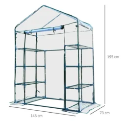 Outsunny Walk In Greenhouse Garden Clear PVC Frame Shelves Reinforced Plant Grow -Garden Tools Shop 308463 3