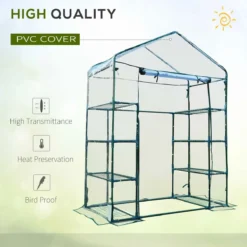 Outsunny Walk In Greenhouse Garden Clear PVC Frame Shelves Reinforced Plant Grow -Garden Tools Shop 308463 4