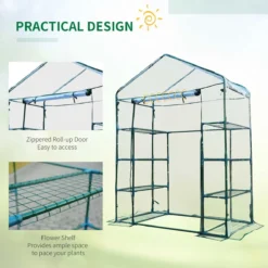 Outsunny Walk In Greenhouse Garden Clear PVC Frame Shelves Reinforced Plant Grow -Garden Tools Shop 308463 5