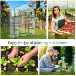 Outsunny Walk In Greenhouse Garden Clear PVC Frame Shelves Reinforced Plant Grow -Garden Tools Shop 308463 7