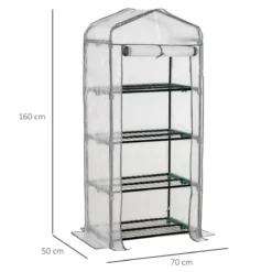 Outsunny Mini Greenhouse 4-tier Portable Plant House Shed Pe Cover White -Garden Tools Shop 308470 3