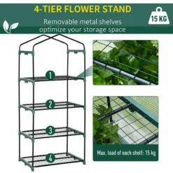 Outsunny Mini Greenhouse 4-tier Portable Plant House Shed Pe Cover White -Garden Tools Shop 308470 4