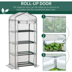 Outsunny Mini Greenhouse 4-tier Portable Plant House Shed Pe Cover White -Garden Tools Shop 308470 6