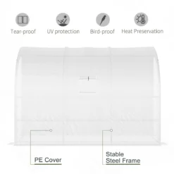 Outsunny 300 X 150 X 213 Plant Greenhouse Garden Nursery W/ Cover Window White -Garden Tools Shop 308472 5