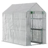 Outsunny Walk In Greenhouse W/Shelves Steeple Grow House 186x 120 X 190cm White/Green
