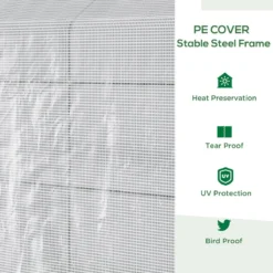 Outsunny Walk In Greenhouse W/Shelves Steeple Grow House 186x 120 X 190cm White/Green -Garden Tools Shop 308475 4