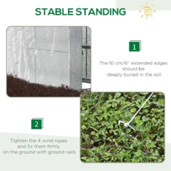 Outsunny Walk In Greenhouse W/Shelves Steeple Grow House 186x 120 X 190cm White/Green -Garden Tools Shop 308475 6