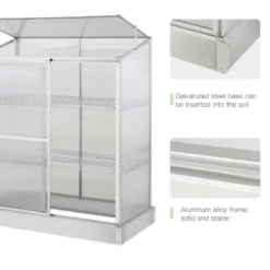 Outsunny 4x2Ft 3-tier Greenhouse Outdoor Plant Grow Aluminium Frame W/ Roof Door -Garden Tools Shop 308480 5