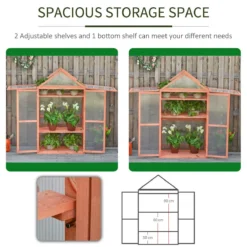 Outsunny 80x47x138cm Wood Cold Frame Greenhouse For Plants Pc Board Orange -Garden Tools Shop 308481 4