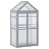 Outsunny 80x47x138cm Wood Cold Frame Greenhouse For Plants Pc Board Grey