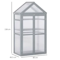 Outsunny 80x47x138cm Wood Cold Frame Greenhouse For Plants Pc Board Grey -Garden Tools Shop 308482 3