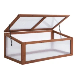 Outsunny Square Wooden Outdoor Greenhouse For Plants Pc Board 100 X 65 X 40cm