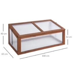Outsunny Square Wooden Outdoor Greenhouse For Plants Pc Board 100 X 65 X 40cm -Garden Tools Shop 308484 3