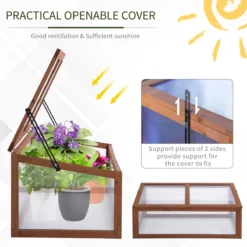 Outsunny Square Wooden Outdoor Greenhouse For Plants Pc Board 100 X 65 X 40cm -Garden Tools Shop 308484 6