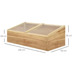 Outsunny Wood Cold Frame Greenhouse Garden Polycarbonate Grow House Natural -Garden Tools Shop 308485 3